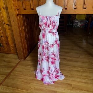 Guess size Large L long flowy maxi dress floral feminine